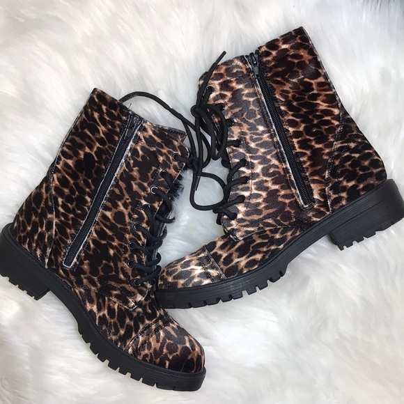 animal print combat boots